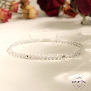 Dainty Tiny Beads Bracelet, Clear Quartz Minimalist Crystal Bracelet for Women Men Gift,  Healing Inner Peace Grounding Meditation Bracelet