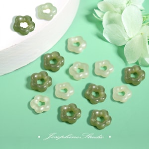 Genuine Green Jade Pendant, Flower Floral Shape Green Light Green Pendant, DIY Pendant Necklace Jewelry, Mother&#39;s Day gift