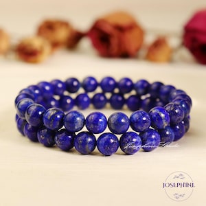 Natural Lapis Lazuli Bracelet, 8mm Round Beaded Stretchy Blue Bracelet, Healing Protection Balance Bracelet, September Birthstone
