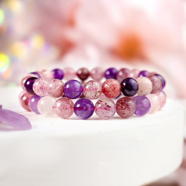 Super Seven Bracelet, Melody Stone Bracelet, High Quality Super 7 Bracelets Jewelry, 8mm Beaded Stretchy Bracelet, Healing Reiki Bracelet