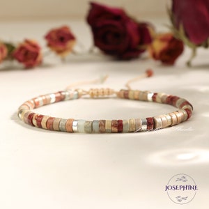 Minimalist Dainty Gemstone Bracelet, African Opal Jasper Bead Hand Braided Bracelet, Healing Meditation Empath Protection Bracelet Women Men