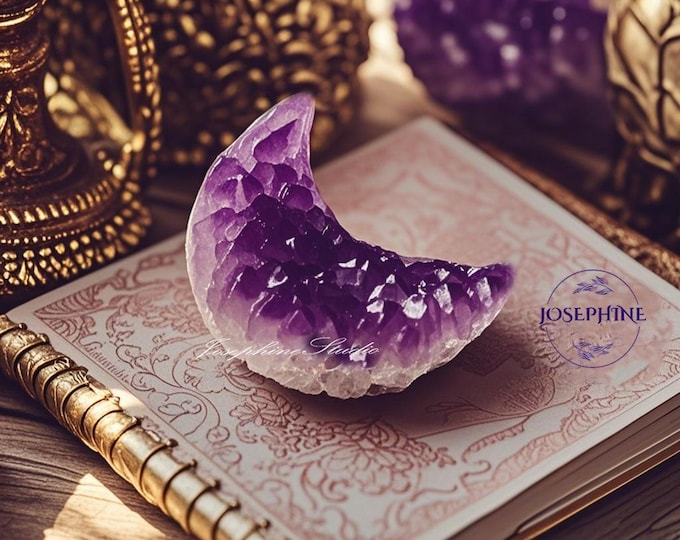 Crescent Shaped Amethyst Cluster Chunk, Geode Slice Cluster, Healing Witch Altar Home  Decoration, Crystal Collection Gift for her, Size:2in