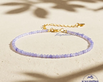 Pulsera de tanzanita, pulsera de cuentas facetadas, pulsera minimalista y delicada, pulsera de energía espiritual y meditación curativa para mujer, regalo