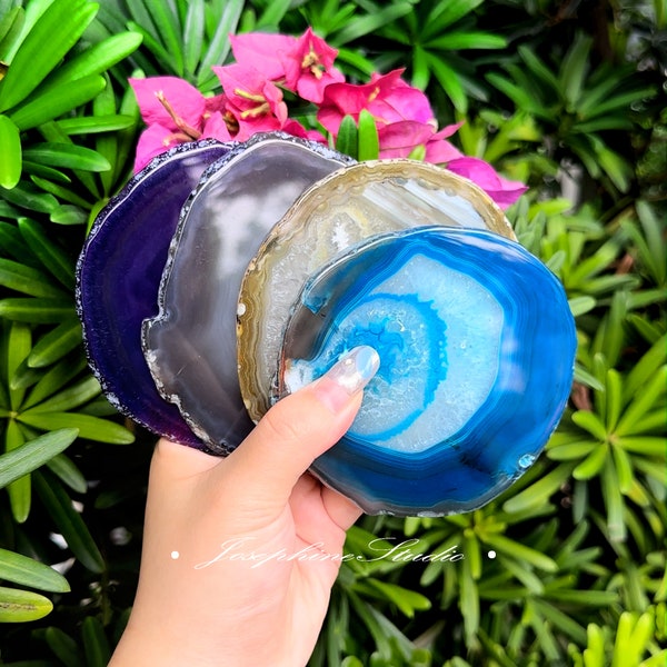 Natural Assorted Crystal Agate Geode Slice Coaster, Housewarming Gift, Handmade Drink Coaster, Gift for her, Gift for him, Birthday Gifts