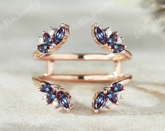 Unieke marquise alexandriet dubbel gebogen trouwring 14k massief gouden moissaniet ringverbeteraar stapelringen voor vrouwen gepersonaliseerde sieraden