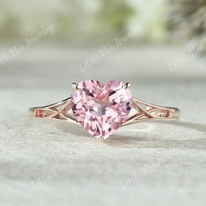 Heart Shaped Pink Sapphire Engagement Ring Rose Gold Pink Sapphire Wedding Ring Sapphire Promise Rings For Women Personalized Jewelry