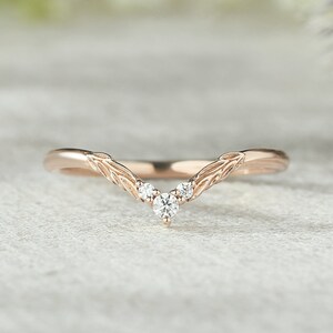 Unique Moissanite Wedding Band Rose Gold Nature Inspired Twig Moissanite Wedding Ring Promise Ring Moissanite Stacking Rings For Women