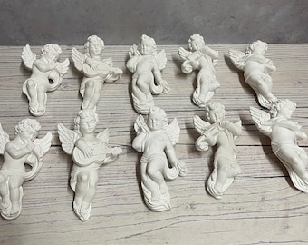 10x Vintage style plaster cherubs unpainted Architectural Ornate Plaster
