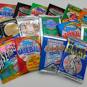Confezione di cera per biglietti da baseball di compleanno – 18 confezioni vintage non aperte (1987-1994)