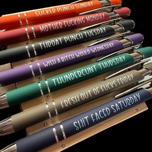 Ensemble de stylos SASSY, jours de la semaine, ensemble de stylos amusants, cadeau pour collègue, cadeau pour patron, meilleur cadeau amusant pour tous