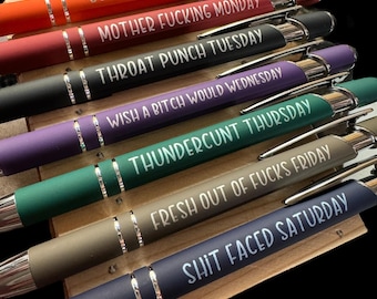 Juego de bolígrafos con diseño atrevido, días de la semana, regalo divertido para la oficina