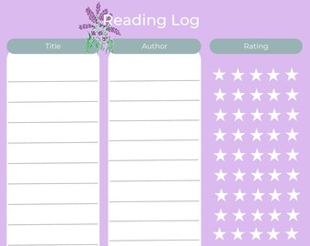 Printable Reading Log, Reading Tracker, Book Log, Reading Diary - Etsy