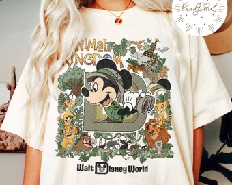 Vintage Retro Disney Animal Kingdom Shirt, Custom character Mickey Minnie Chip Dale Pooh shirt, WDW vintage retro shirt, Safari mode shirt