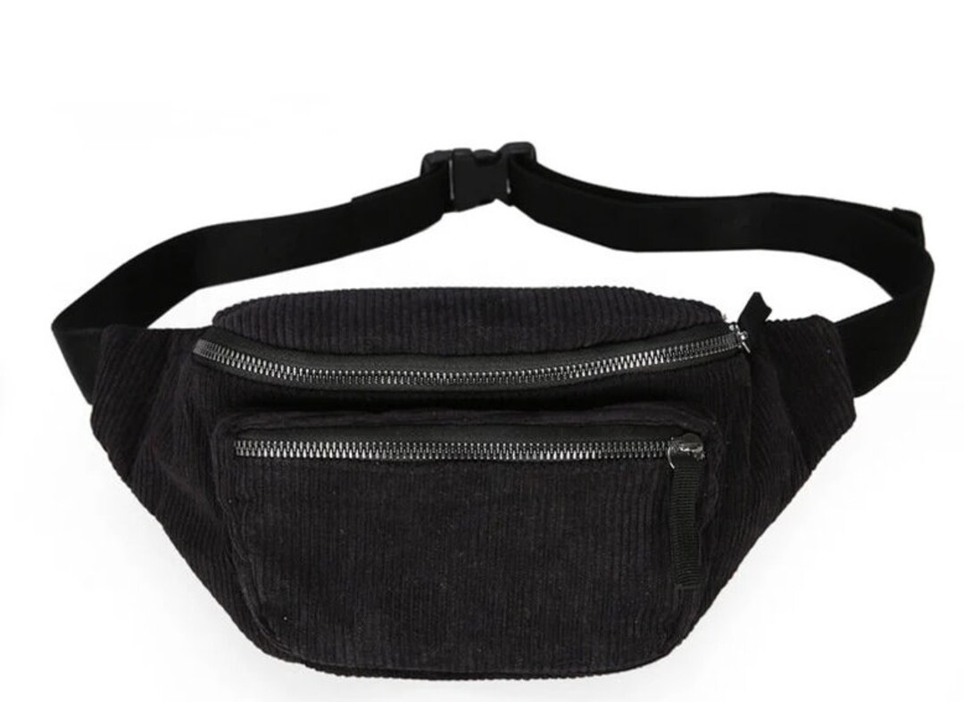 Corduroy Fanny Pack 90s Grunge Aesthetic, Harajuku Waist Bag Retro Bags
