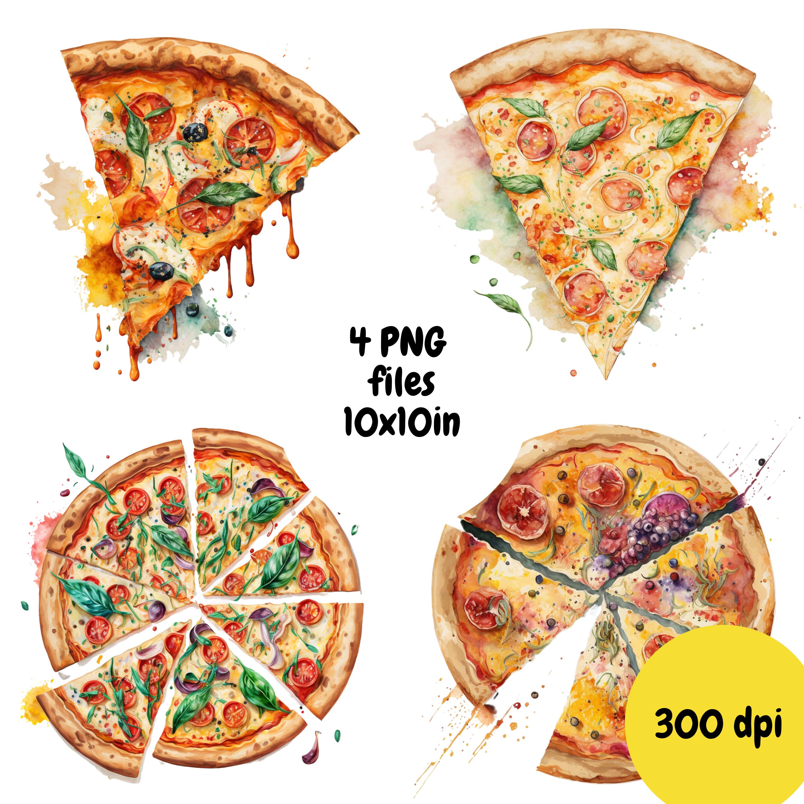 Pizza Print Pizza Clipart Watercolor Print Food Artpizza Etsy