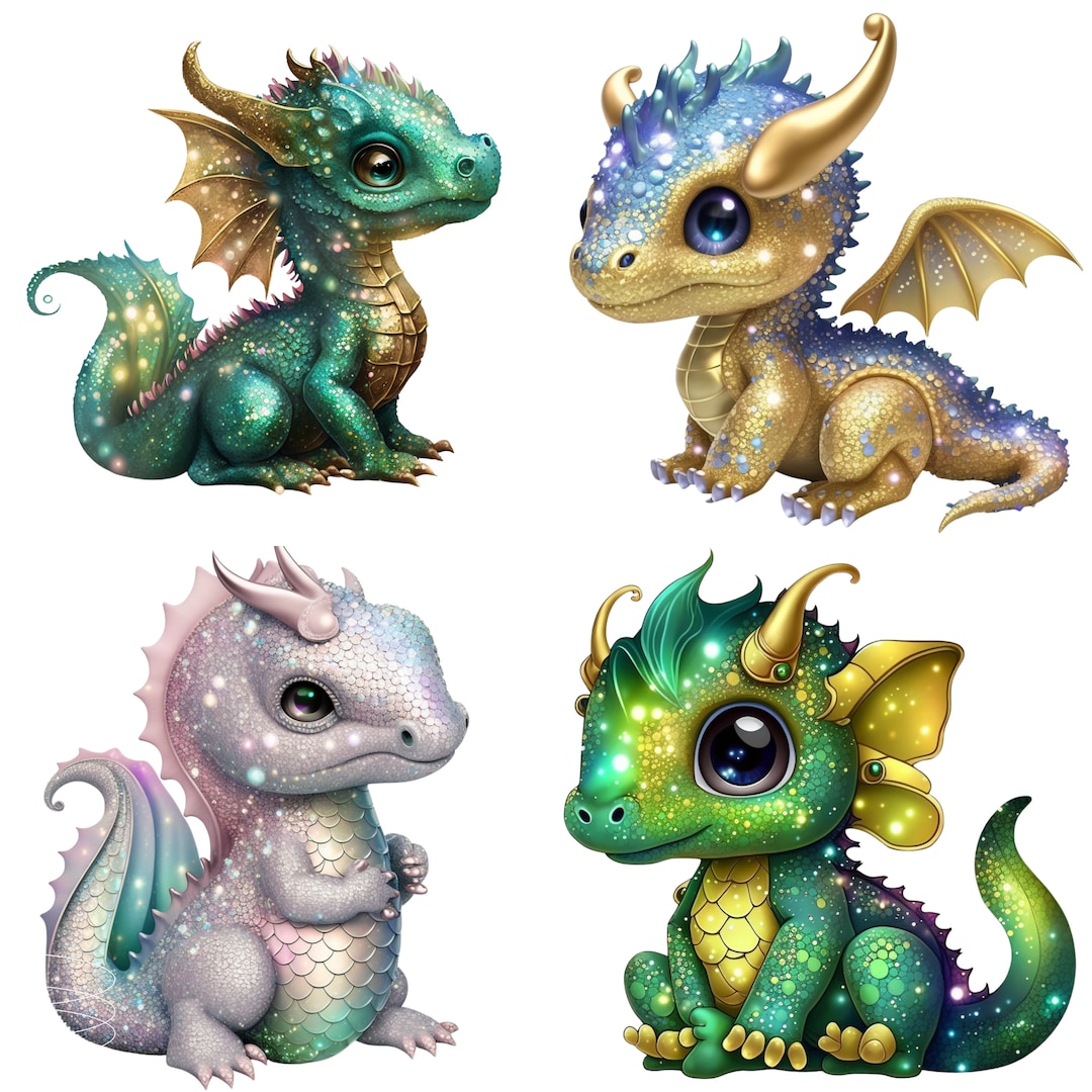Cute Glitter Sparkly Shiny Baby Dragons Watercolor Dragons Mythical Il 1080xN.4704205672 Tiza