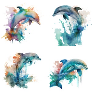 Dolphin Watercolor, Digital Downloads, Dolphin Clipart, Dolphin PNG, Dolphin wall art, Watercolor Dolphin, Sublimation