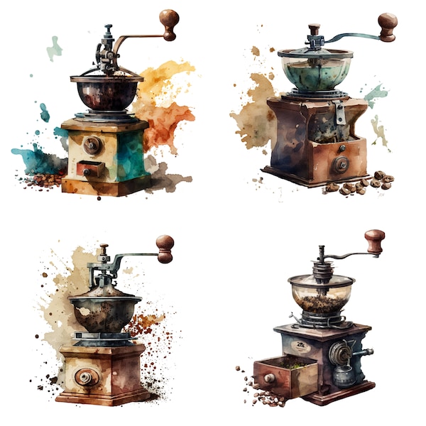 Coffee Grinder Watercolor  Clipart Illustration PNG