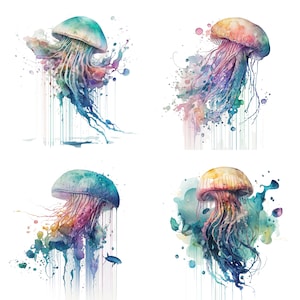 Jellyfish print, Jellyfish Clipart, Watercolor print, Plant art,  Art Print, Illustration, Art gifts, Wall decor