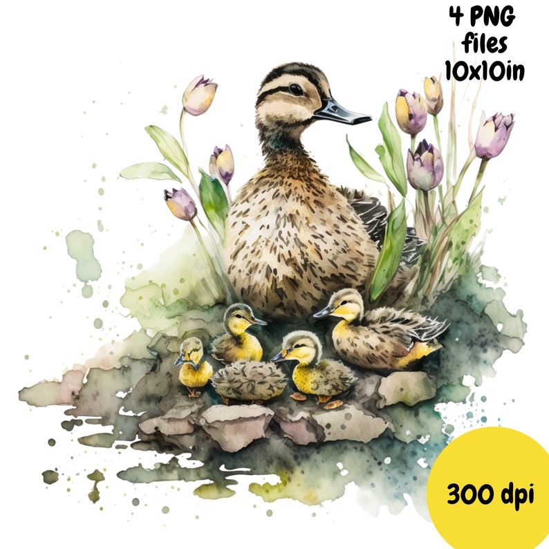 Mom and Baby Duck Watercolor Clipart Mom and Baby Duck - Etsy