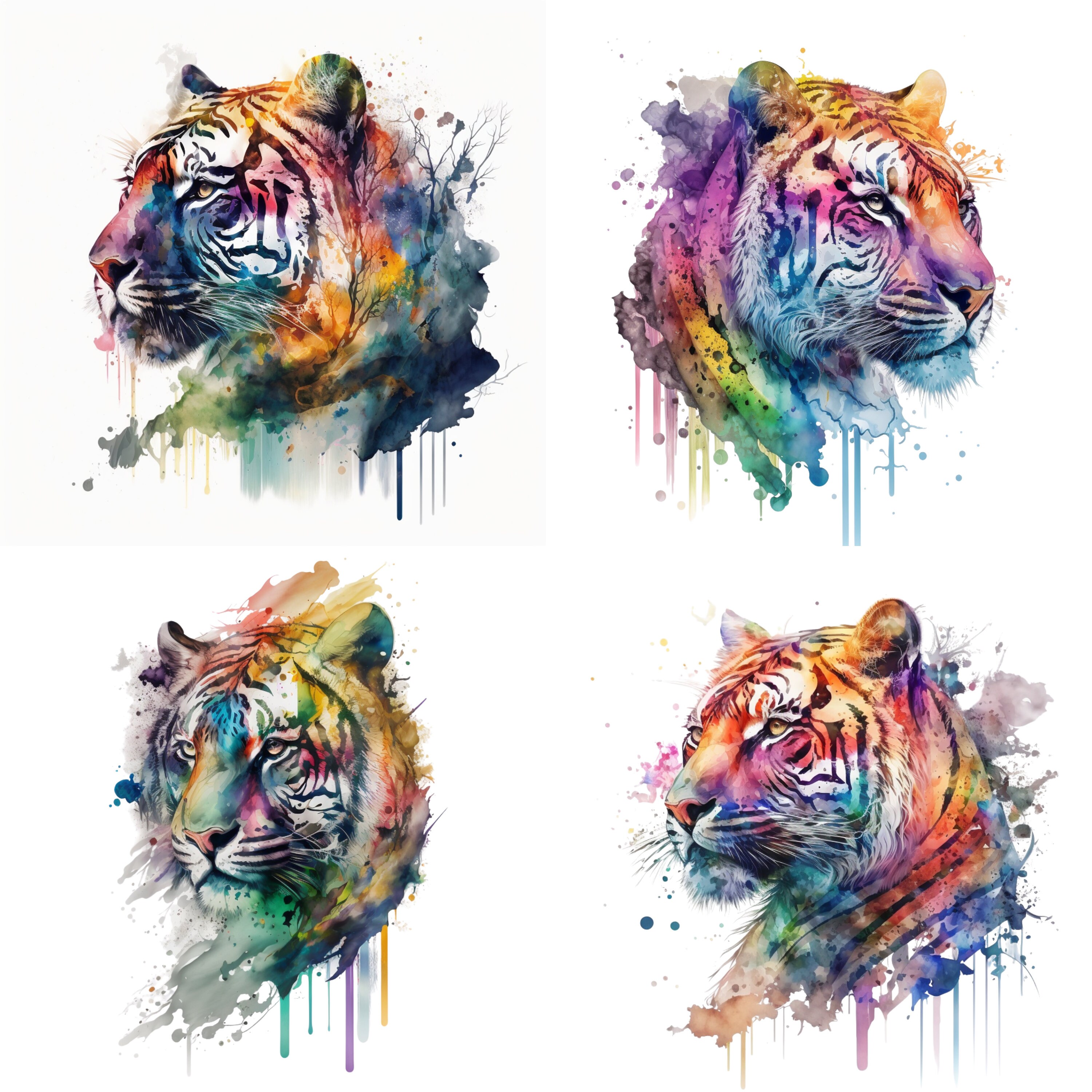 Tiger Watercolor Digital Downloads Tiger Clipart Tiger PNG Etsy