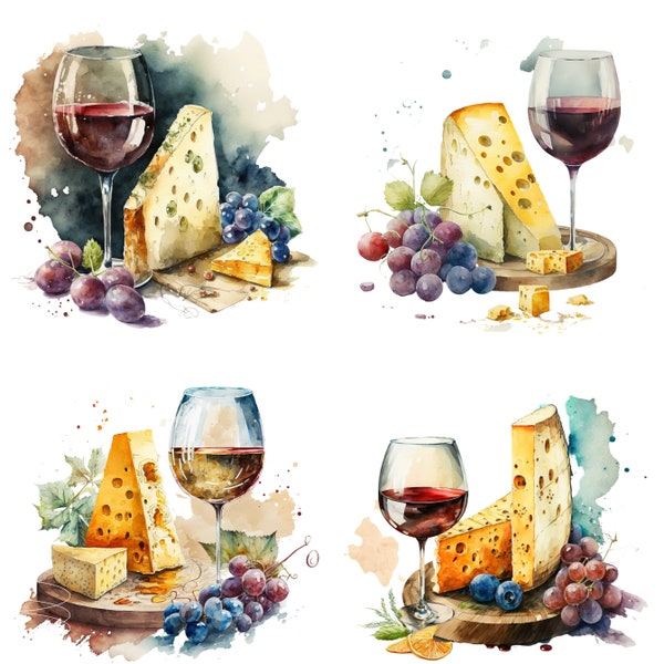 Wine and Cheese Art Print, Wine and Cheese Print,Wine and Cheese Watercolor, Wine and Cheese PNG,Wine and Cheese CLipart, Sublimation