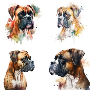 Boxer Art Print, Boxer  Watercolor Clipart, Cute Dog Nursery Decor Wall Art, Watercolor dog clipart, Boxer  Digital Art