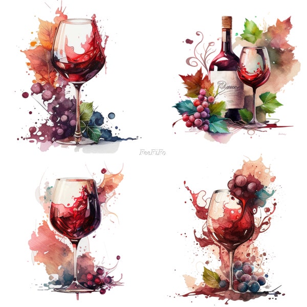 Watercolor Red Wine, Red Wine Clipart,Red Wine Bottle and Glass Sublimation, Red Wine PNG