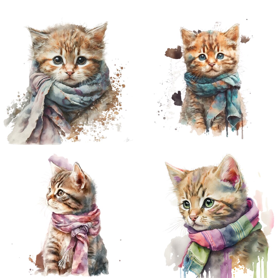 Kitten Watercolor, Digital Downloads, Kitten Clipart, Kitten PNG ...