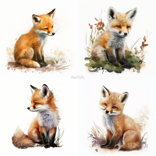 Niedlicher Baby Fuchs Aquarell, Niedlicher Baby Fuchs Clipart, Illustration, Niedlicher Baby Fuchs PNG