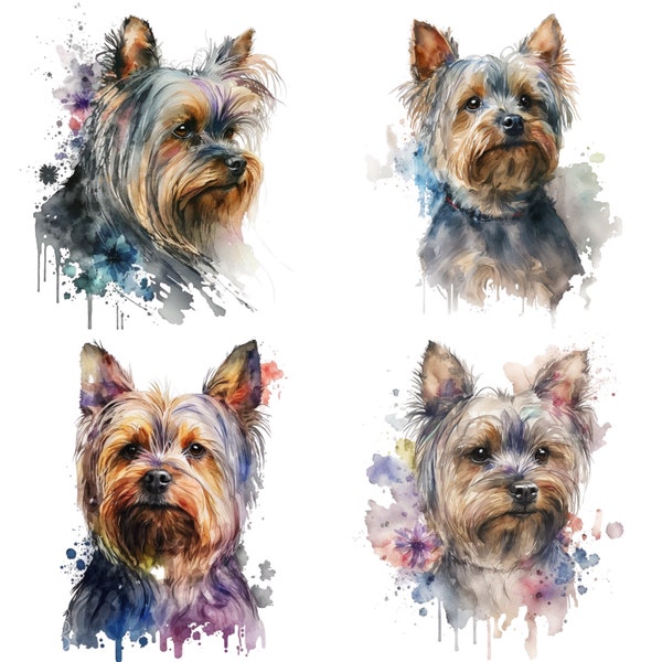 Aquarelle Yorkshire Terrier, Yorkshire Terrier Clipart, Yorkshire Terrier PNG, Chien aquarelle, Téléchargement numérique