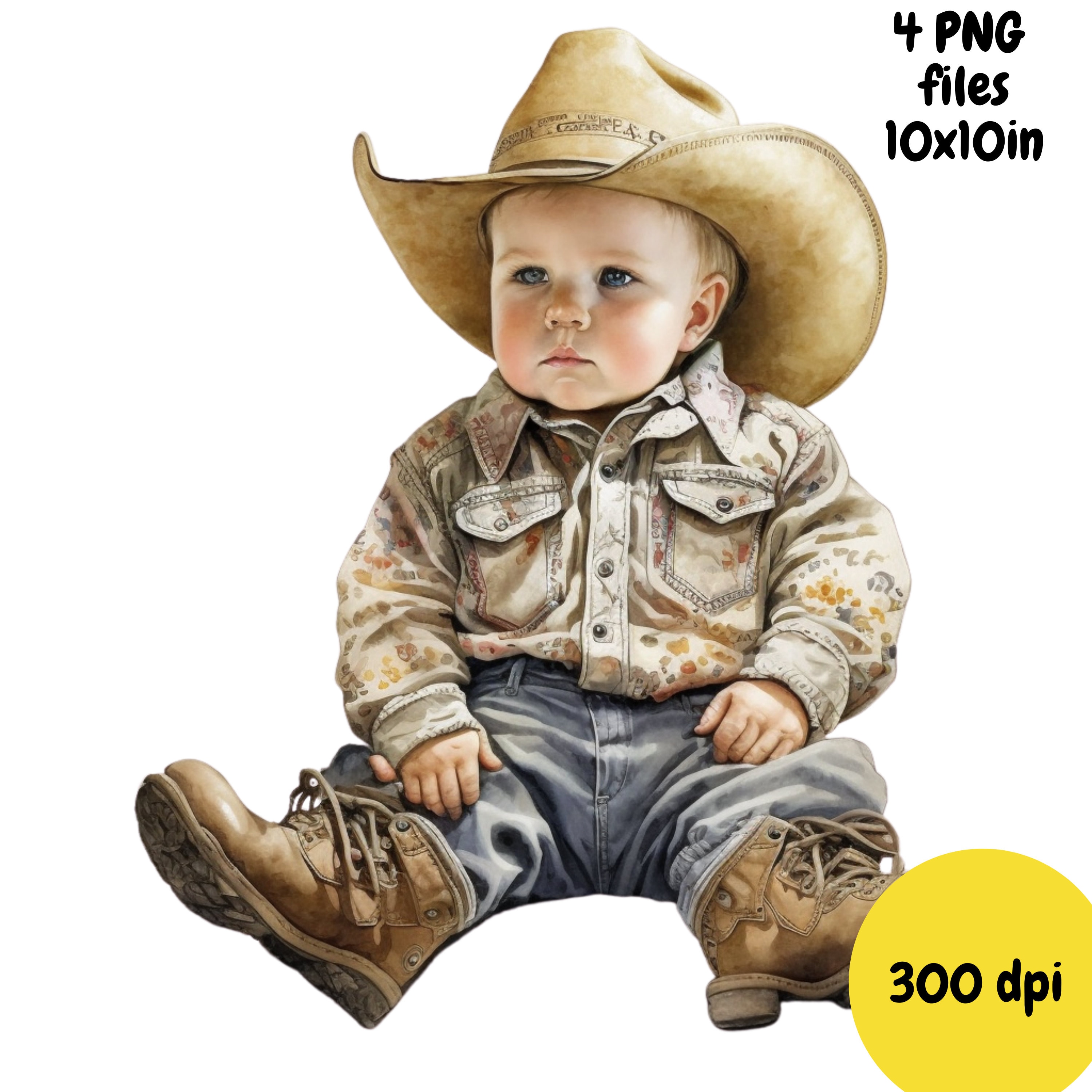 Baby Cowboy Clipart Watercolor Boy With Horse Sublimation PNG Etsy