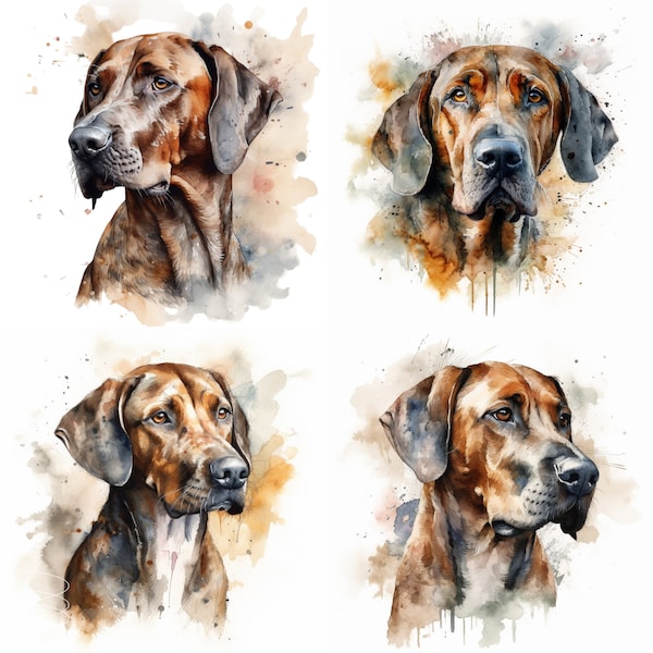 Plott Hound Art Print, Plott Hound Watercolor Clipart, Cute Dog Nursery Decor Wall Art, Watercolor dog clipart, Plott Hound Digital Art