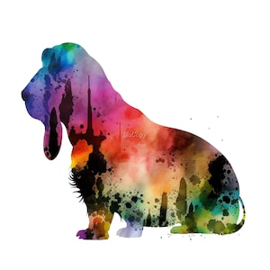 Watercolor Basset Hound,Basset Hound Dog Clipart, Basset Hound Dog PNG, Watercolor Dog, Digital Download, Sublimation