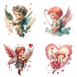 Watercolor Valentine, Valentine clipart, cupid clipart, Valentine PNG, Love clipart, Valentines Day clipart, cupid, Floral clipart