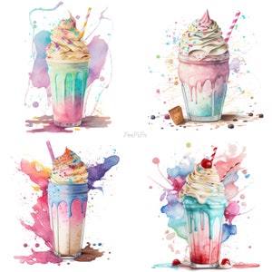 Milkshake Clipart, Watercolor Milkshake Sublimation, PNG