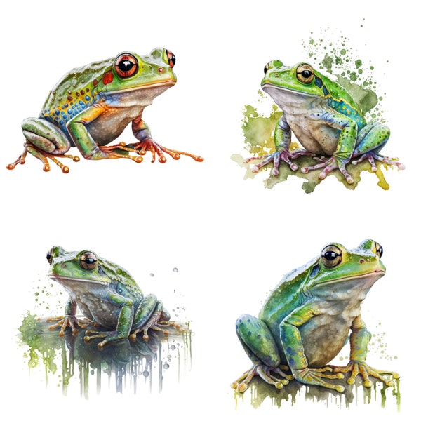 Frog Print, Frog Watercolor, Frog Clipart PNG, Printable Digital Download, Sublimation