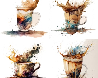 Aquarell Kaffee Clipart, Kaffee Sublimation, Kaffee PNG