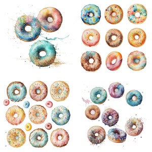 Donuts Watercolor, Digital Downloads, Donuts Clipart, Donuts PNG, Food PNG, Donuts prints, Sublimation