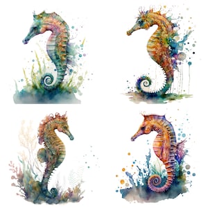 Sea Horse Watercolor, Digital Downloads, Sea Horse Clipart, Sea Horse PNG, Sea Horse wall art, Watercolor Sea Horse