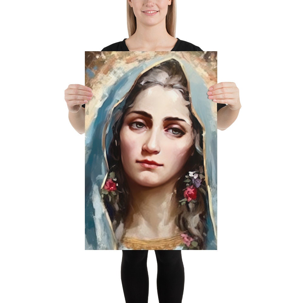 Our Lady of the Rosary Portrait Religious Art Catholic - Etsy