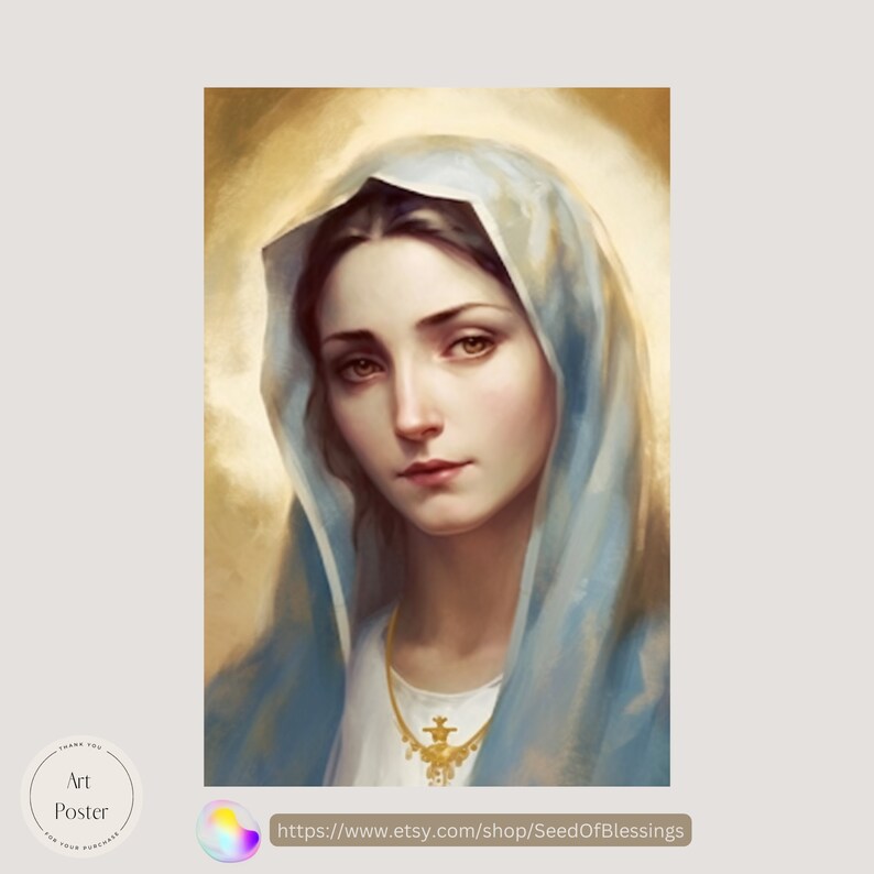 Our Lady of the Rosary Portrait Religious Art Catholic Wall Decor ...