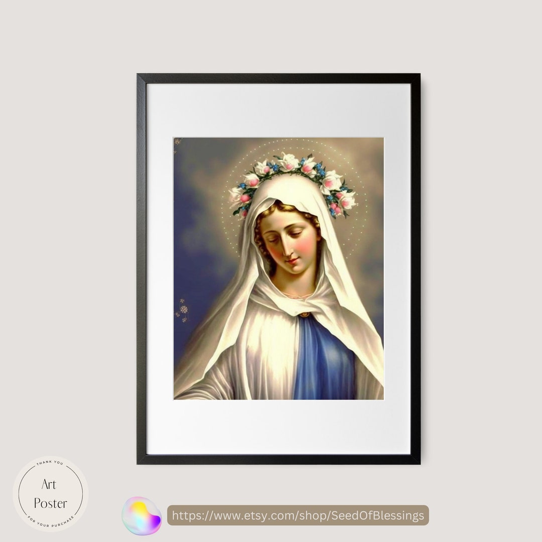 Our Lady of the Rosary Portrait - Religious Art - Catholic Wall Decor ...