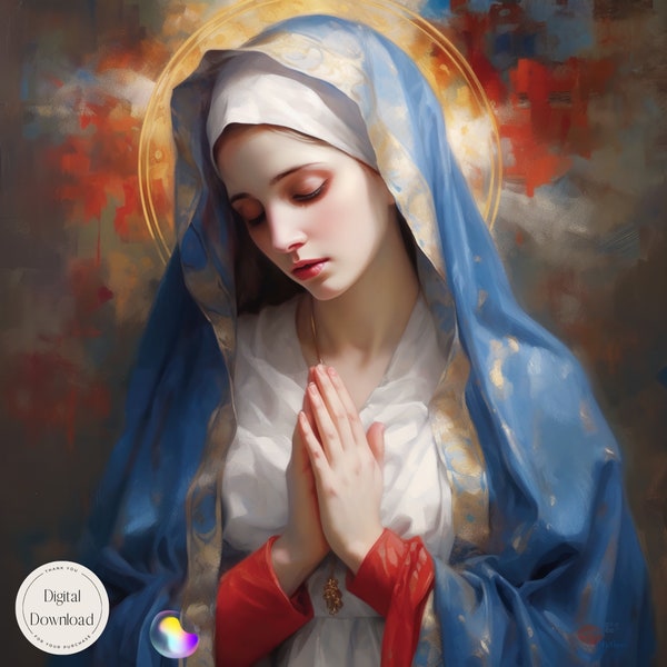 Mother Mary Religious Printable Art 578 | Instant Download | Our Lady of Sorrows Devotional Art for Comforting Prayers