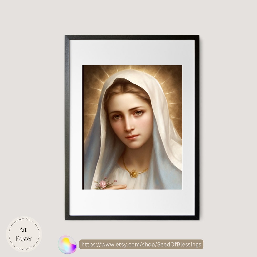 Our Lady of the Rosary Portrait Religious Art Catholic Wall Decor ...