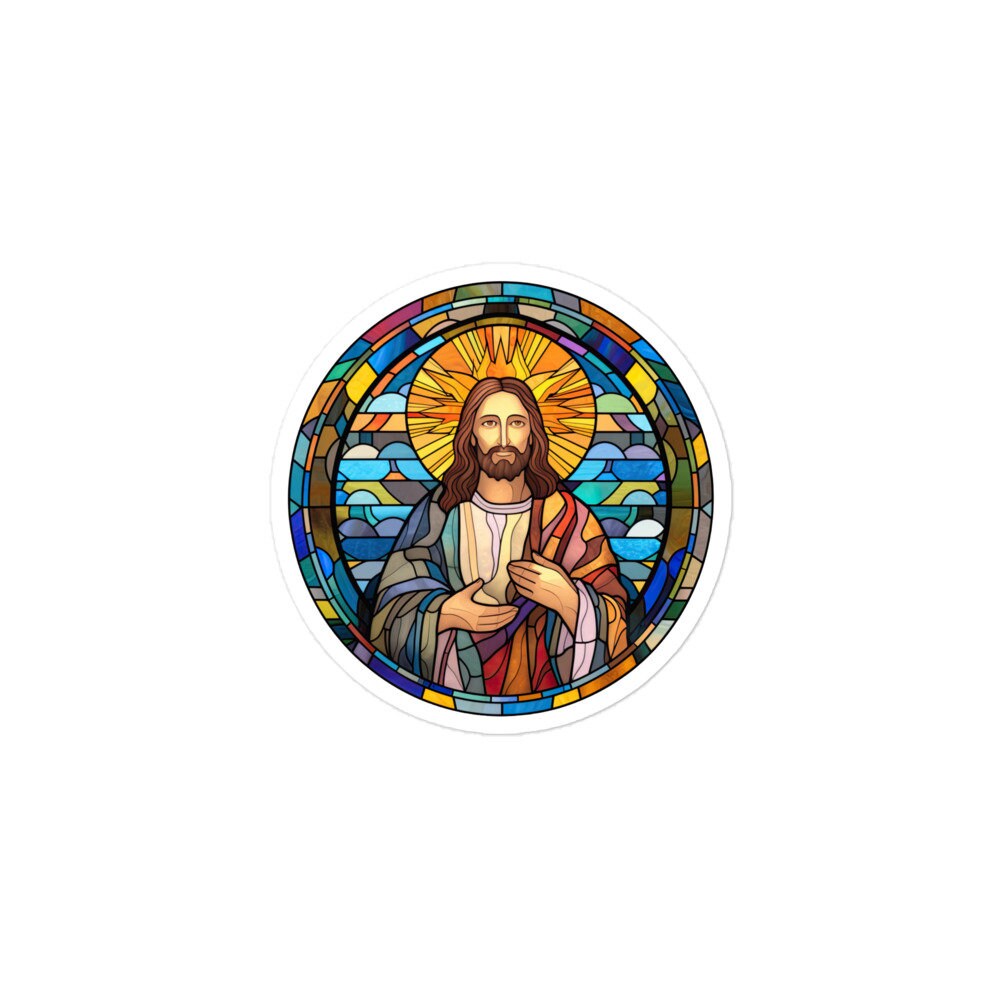 Stained Glass Jesus Christ Sticker Kiss-cut & Bubble-free Premium ...