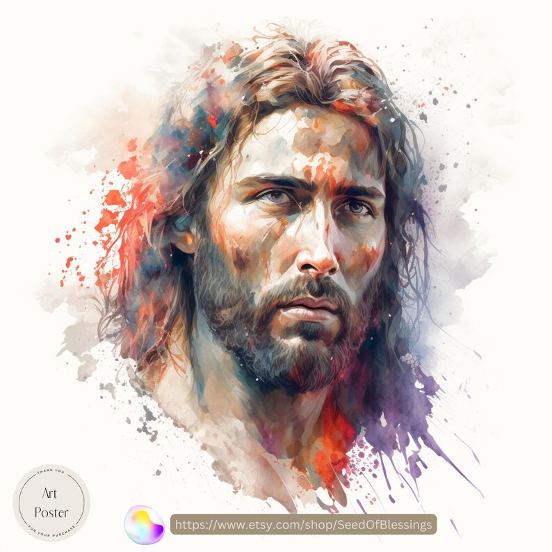Jesus Christ Portrait Religious Wall Art Christian Decor Catholic Gift