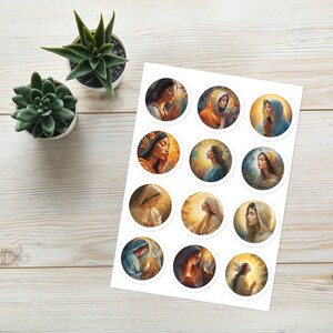 12x Woman Praying Sticker Sheet - Circle Stickers | Ideal for Bible ...