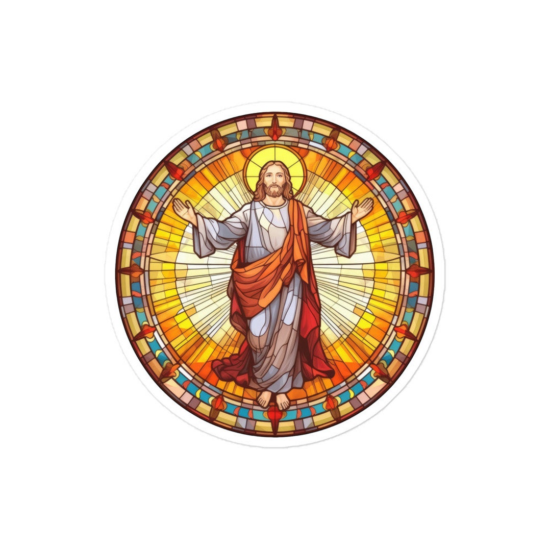 Jesus Transparent Sticker Stained Glass Jesus Christ Sticker Kiss-cut & Bubble-free Premium ...