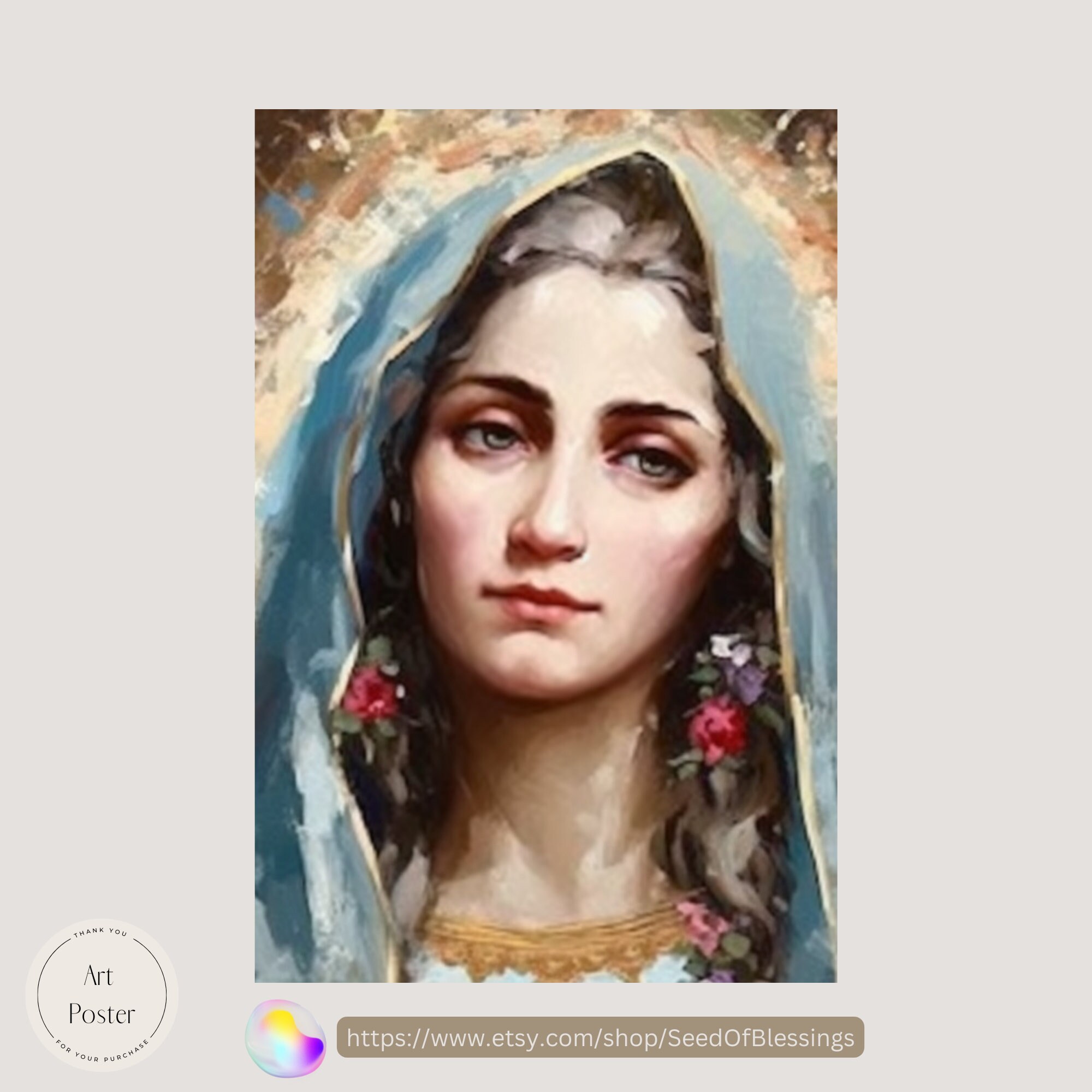 Our Lady of the Rosary Portrait Religious Art Catholic - Etsy
